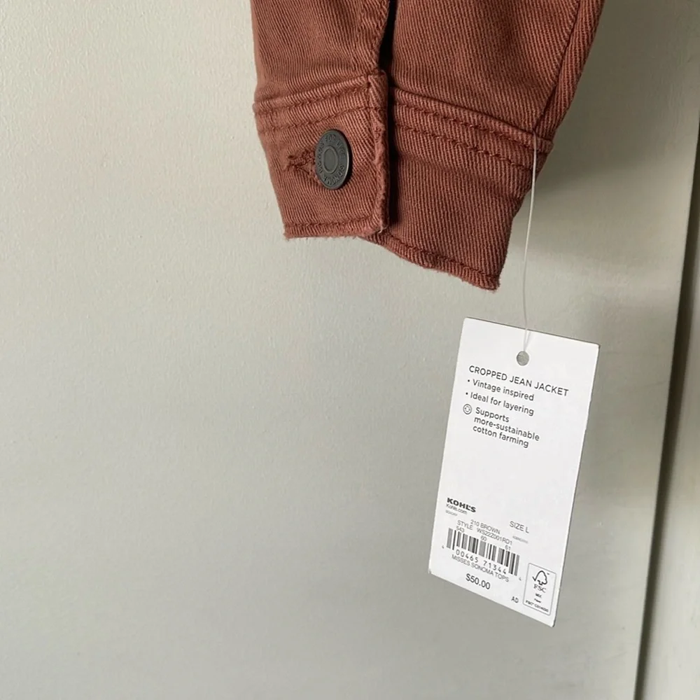 Sonoma Cropped Jean Jacket sz Large - Picture 5 of 5